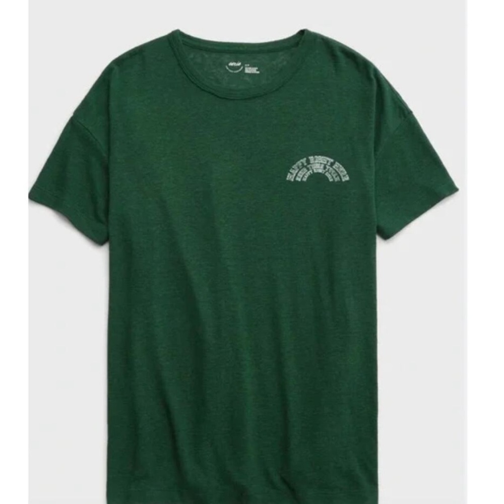 NWT Aerie Breezy Boyfriend "Happy Right Here" Graphic Tee Green size M